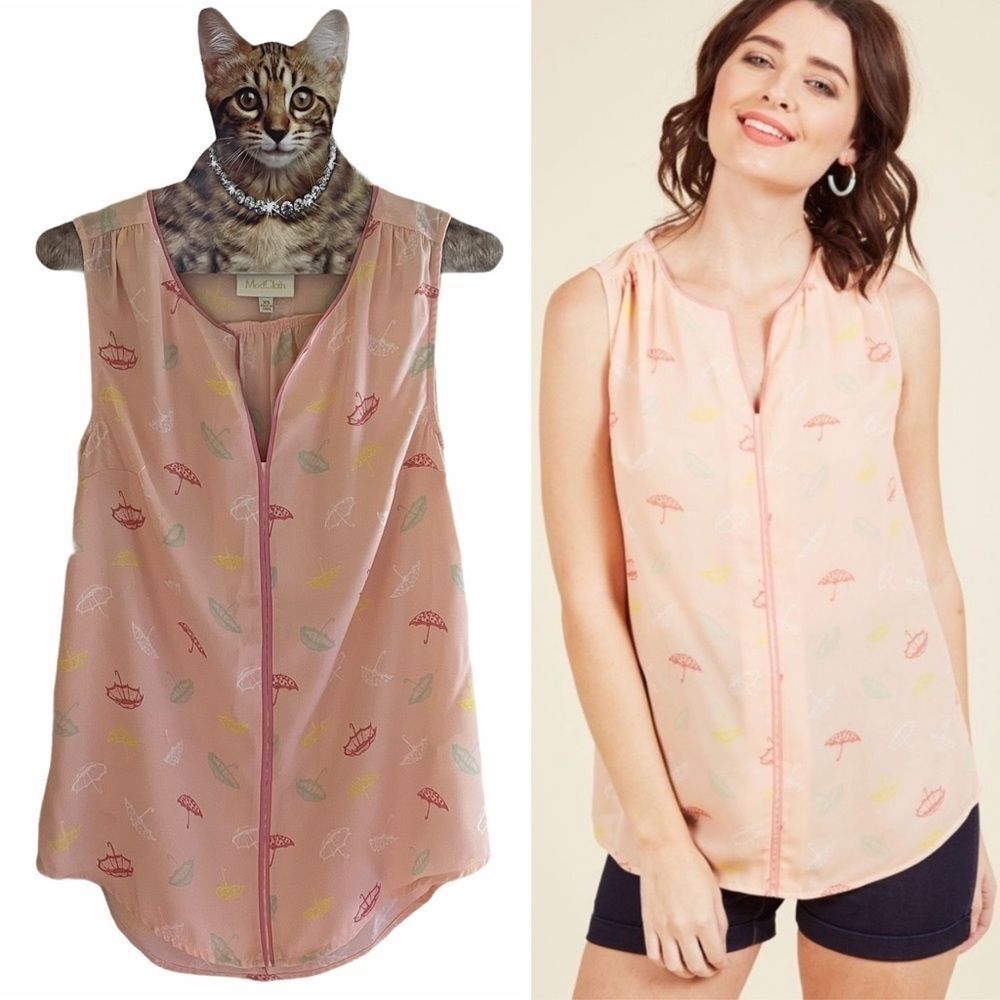 Modcloth Podcast Co-Host Sleeveless Top Umbrellas